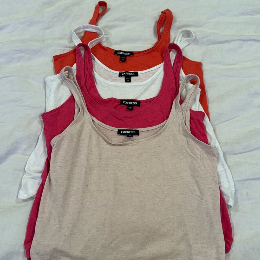 Express Women's Orange/Red, White, Dark Pink, Light Pink Tanktops